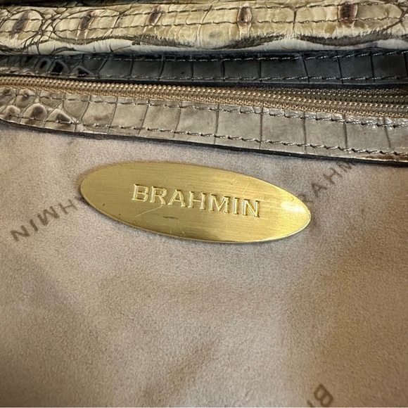 BRAHMIN Chic Brown Cream and Red Crocodile Crossbody - Picture 4 of 11